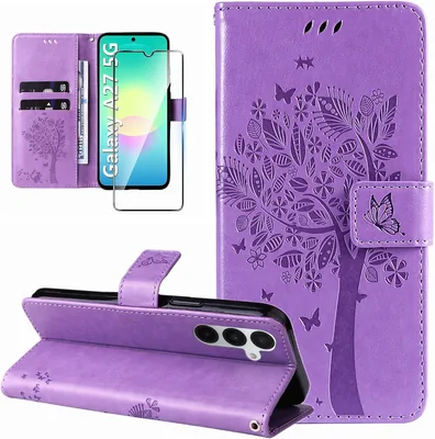 Cover Samsung Galaxy A27 5G in Pelle con Portafoglio e Vetro Temperato - Flip Case Resistente ai Urti