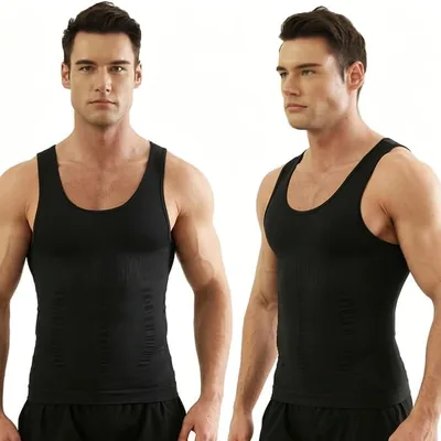 Topika Compression Vests for Men - Seamless Shaper Vest Tummy Control (2 Pcs High-Stretch Shapewear)