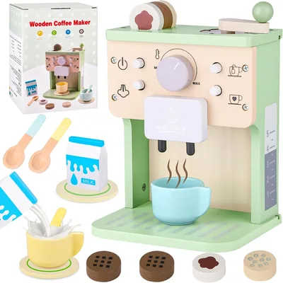Wooden Coffee Machine Play Kitchen Set