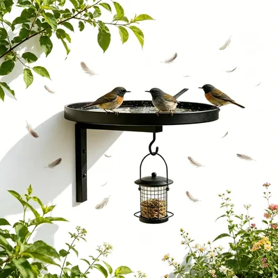 Wall Mounted Metal Bird Bath - 20cm Iron Bowl Best Deal