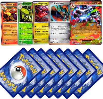 101 Pokémon Kartenset mit 1 garantierter EX-Karte - Deutsche Edition - Authentische Handelskarten - Seltene Holo-Folienkarten aus Booster