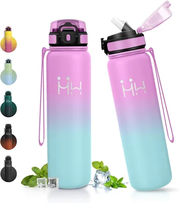 Botella JAPORIA de 1L de Acero Inoxidable con Paja, Térmica, Anti-fugas, de Doble Pared, para Deportes y Oficina. Mejor Oferta