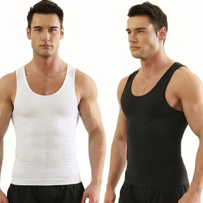 Topika Compression Vests For Men - Seamless Shaper Vest Tummy Control | 2 Pcs High-Stretch Shapewear