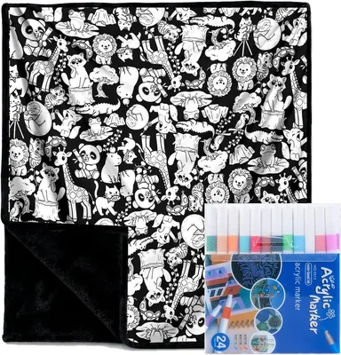 DIY Coloring Blanket for Adults, 24 Markers, 60x52 Inch