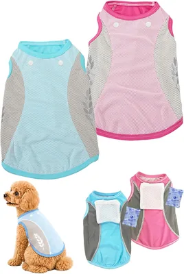 フェザーストア 犬用 クールウェア 保冷剤付き 冷感 服 夏用 濡らしてひんやり メッシュ ポケット付き 涼しい ドッグウェア 小型・中型犬用