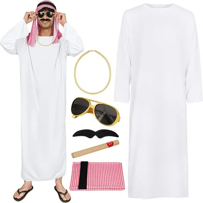 Arabic Sheikh Costume Set - Men's Outfit with Accessories