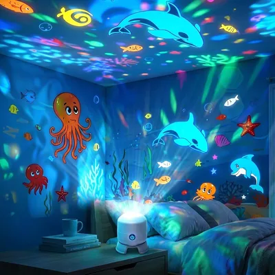 Dynamic Rotating LED Projector Light, USB Ocean Wave Lamp