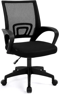DueHome | Silla de Oficina Ergonómica con Respaldo Transpirable, Ajuste de Altura, Ruedas 360°, Modelo Nika, Acabado Negro, Medidas