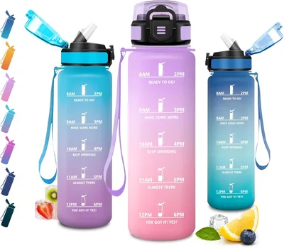 JAPORIA Borraccia con Cannuccia 1L, Tempo, A Prova di Perdite, Riutilizzabile, senza BP - Best Deal
