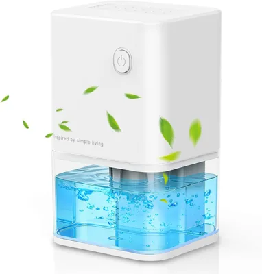 Deshumidificador de 500 ml, pequeño deshumidificador silencioso, apagado automático para baño, dormitorio, armario (Blanco)
