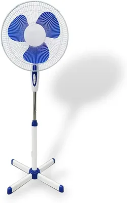 INTEC - Ventilateur sur pied portable 45W Réglable en hauteur 1.30m Brasseur d'air Blanc Bleu 3 vitesses Oscillation Horizontale - 98% de réduction
