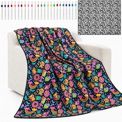 DIY Kanvas för Malen med 156x125cm och 24 Välförvarbare Markeringar, Djur | Omkärligt DIY Maling Blankett Mjuk Platt Draad, Välförvarbar