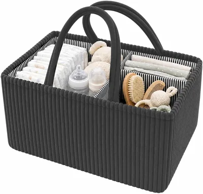 2026 Baby Nappy Caddy Organizer - Corduroy Nursery Basket Best Deal