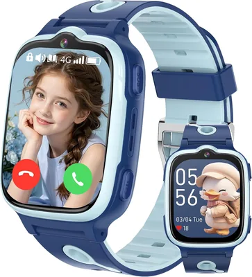 clleylise Kids Smart Watch Boys Girls 4G GPS Tracker Blue