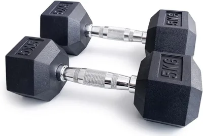 Premium Rubber Hex Dumbbells 2×5KG