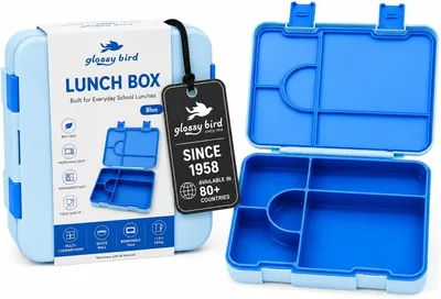 Kids Bento Lunch Box, 5 Compartments Leak-Proof Organizer, BPA-Free School Meal Carrier - Sky