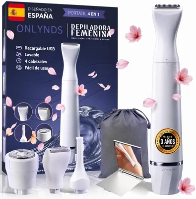 Afeitado Eléctrico Super Mujer 4 en 1 | Epilador Intimo IPX5 para Uso Seco y Húmedo | Rasuradora Intima para Mujeres Zo