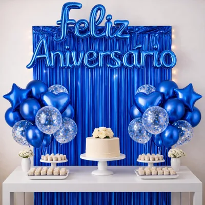 Kit Decoração Festa 'Feliz Aniversário' com Balões e Faixa Metalizada - Oferta Especial!
