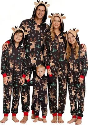 Neufigr Christmas Pajamas Reindeer Hooded Pjs Long Sleeve Soft