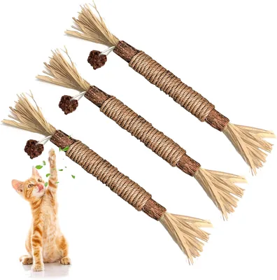 Catnip Chew Sticks for Dental Care & Playful Fun - Pack of 3