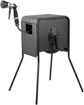 タカギ ホースリール 20m リフトメタルBOX カバー・脚付き 黒 RFC320BK 内径12mm 最高品質ホース
