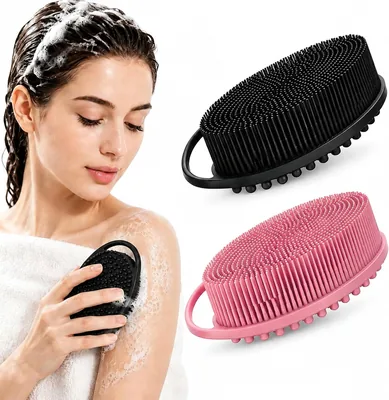 NCOOVENG Cepillo Corporal de Silicona | Negro y Morado, Suave, Duradero y Fácil de Limpiar, Ideal para Bañarse y Masaje