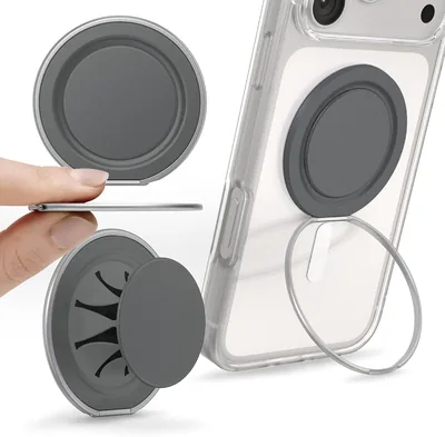 PopSockets Low-Pro Grip para MagSafe, Perfil Delgado, Plateado