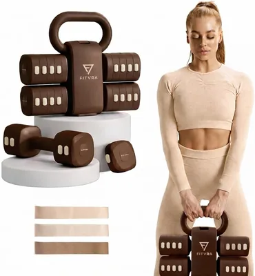 Fitvra Pesas Ajustables 2 en 1: Dumbbells y Kettlebell | Pesas para Gimnasio en Casa: 1-3kg y 2.5-