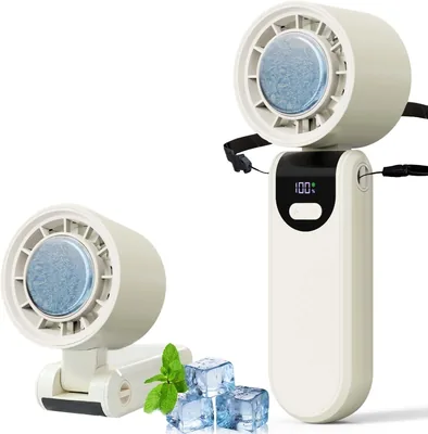 Portable Fan with Ice Cooling, 5000mAh Rechargeable 100-Speed Settings