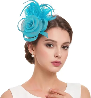 Feather Mesh Flower Headband with Clip