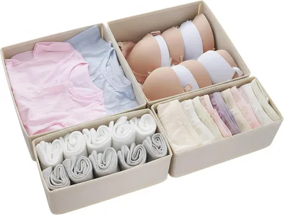 SCEPRTE Closet Drawer Organizer Set, Foldable Storage Bins