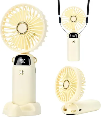 Ventilatore Portatile HZD, Mini Ventilatore USB Ricaricabile | 5 Velocità, Silenzioso e Compatto, Angolo di Piega 90° per Viaggi, Ufficio e Casa - Sconto del 5%