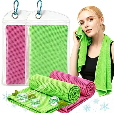 2er-Set Kühlschlauch, 100 x 30 cm, Eis-Tuch, Atmungsaktiv, Kühltuch, Mikrofasertuch für Nacken & Gesicht, Best Deal