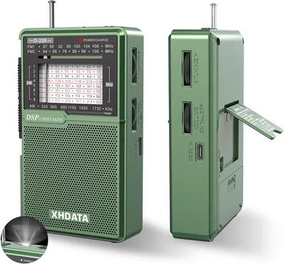 XHDATA D226 Radio Portátil con Batería y Receptor FM AM SW Recargable Verde