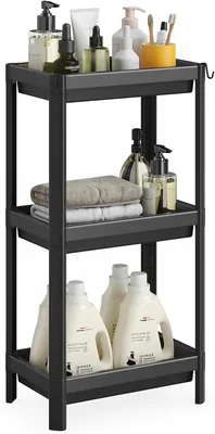 Estante Organizador de Plástico con Diseño Ventilado, Ganchos y Montaje Fácil