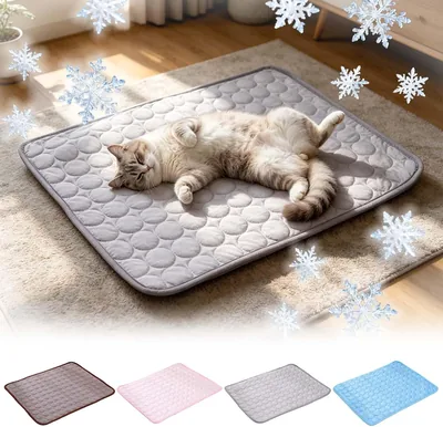 Matelas de refroidissement pour chat et chien, parure de lit fraîche sans glace, couverture en soie glacée respirante, lit rafraîchissant pour l'été en voiture ou sur le canapé