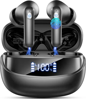 Cuffie Bluetooth 5.4 con Riduzione del Rumore, 4 Microfoni, 50 Ore di Autonomia - Auricolari Stereo HiFi