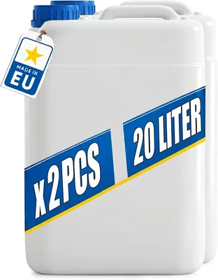 POSH Kanister 2x20l z nakrętką - Przejrzysty pojemnik HDPE na płyny, wodę i olej, szczelny i złożalny, duży