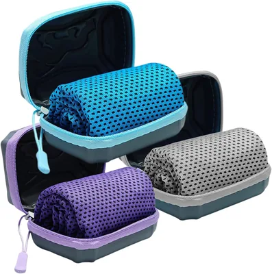 Kühlendetuch, Packung mit 3, Kühlender Tücher mit Aufbewahrungsbox, 30 x 100 cm Kühlendes Tuch für den Nacken
