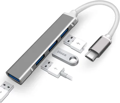 هاب USB من نوع C من تكنيزون - محول ألومنيوم مع منافذ USB 3.0، نقل بيانات عالي السرعة للكمبيوتر المحمول