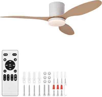 HOLALED Ventilador de Techo con Luz y Mando a Distancia 42 Pulgadas, Motor DC Silencioso para Invierno/Verano, 3 Aspas de ABS