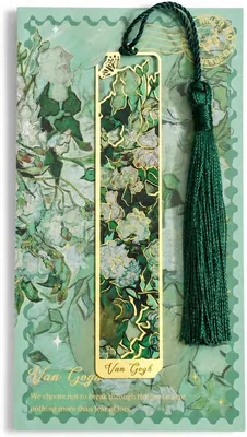 Van Gogh Style Metal Bookmark with Tassel - Green | Best Deal