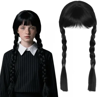 Wednesday A-dam's Family Wig Black Hair Halloween Costume