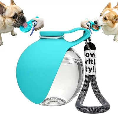 Botella de Agua para Perros Portátil, 2 en 1 Colgable Silicona y Plástico Transparente Taza para Mascotas 285ml Gran Capacidad