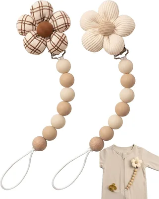 Clip pour tétine XALFST en silicone et coton avec motif floral - 2 pièces - Meilleur prix