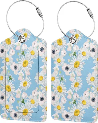 2 Pack Luggage Tags - PU Leather Privacy Cover