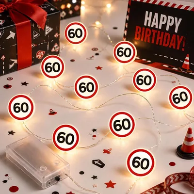 KACNON 60. Geburtstag Verkehrszeichen Dekoration, Feierlichkeiten, Batteriebetrieben | Bestes Angebot