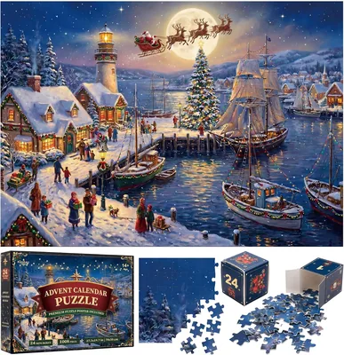 Adventkalender 2026 - Jigsaw Puzzle für Erwachsene - Christmas Harbour