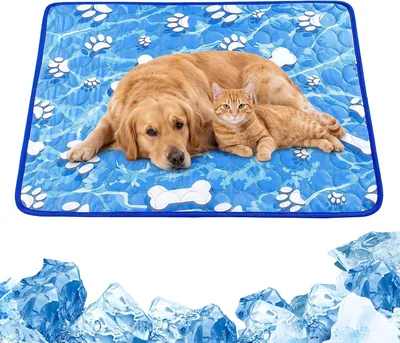 OAUEOR Mat de Refroidissement pour Chiens et Chats en Soie de Glace | 70 x 55 cm, Coussin Auto-Refroidissant sans Gel Lavable