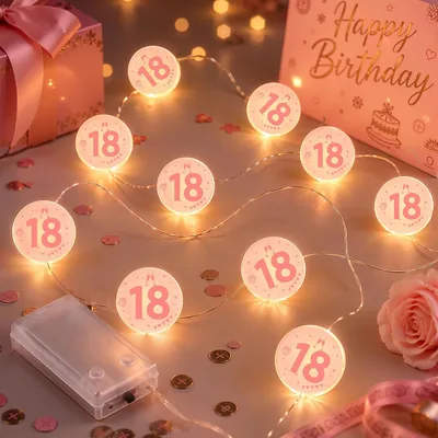 KACNON 18. Geburtstagsgeschenk - 1m LED-Lichterkette mit Batteriebetrieb, Rosa
